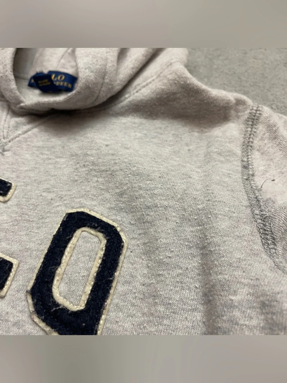 Polo Ralph Lauren Boys Hoodie Sweatshirt Gray Long Sleeve Spellout Youth Size 6